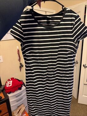 Black & White Striped Tee Dress